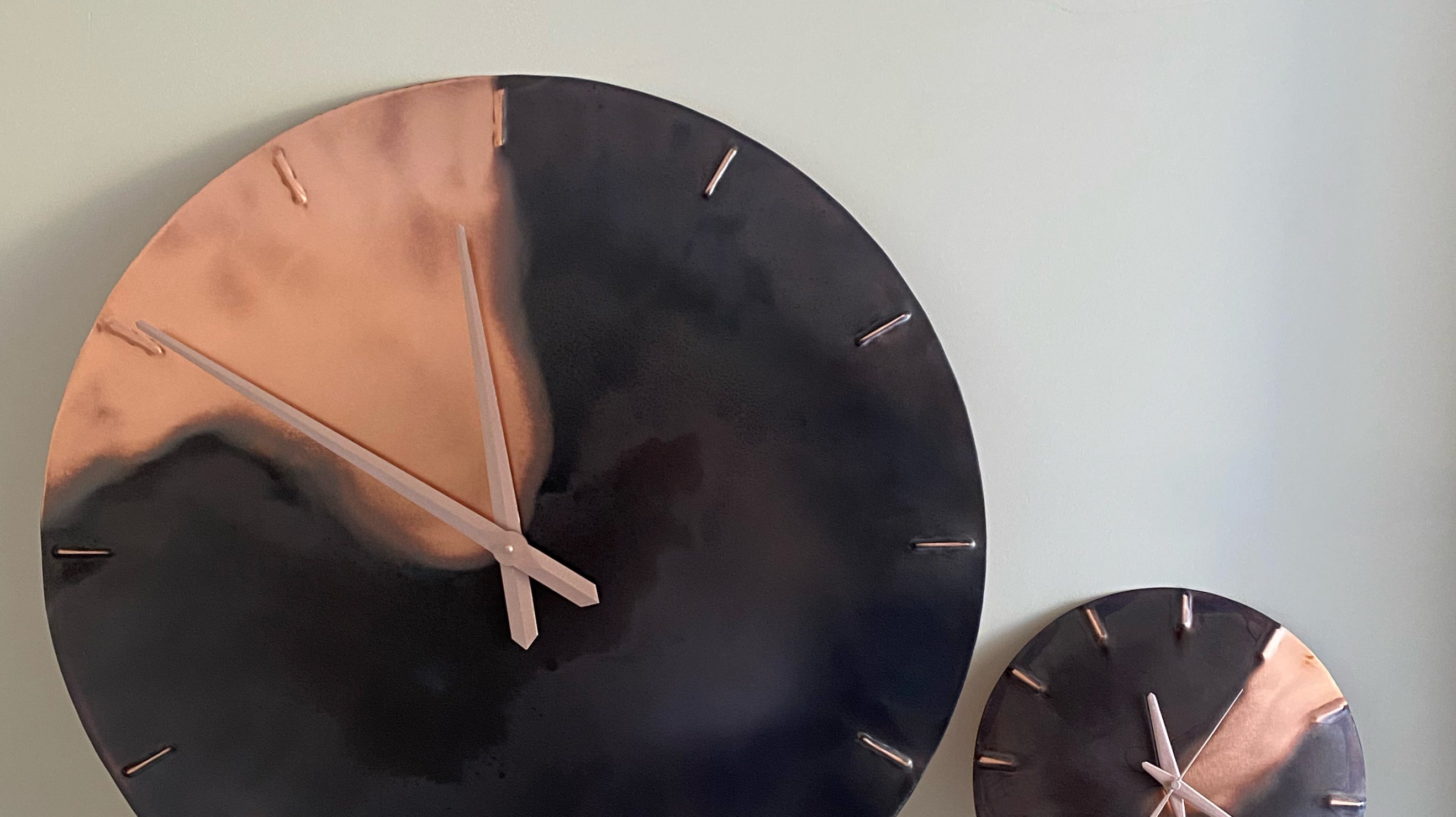 Custom Copper Pieces - 70cm Black Patina "Half Time" Clock