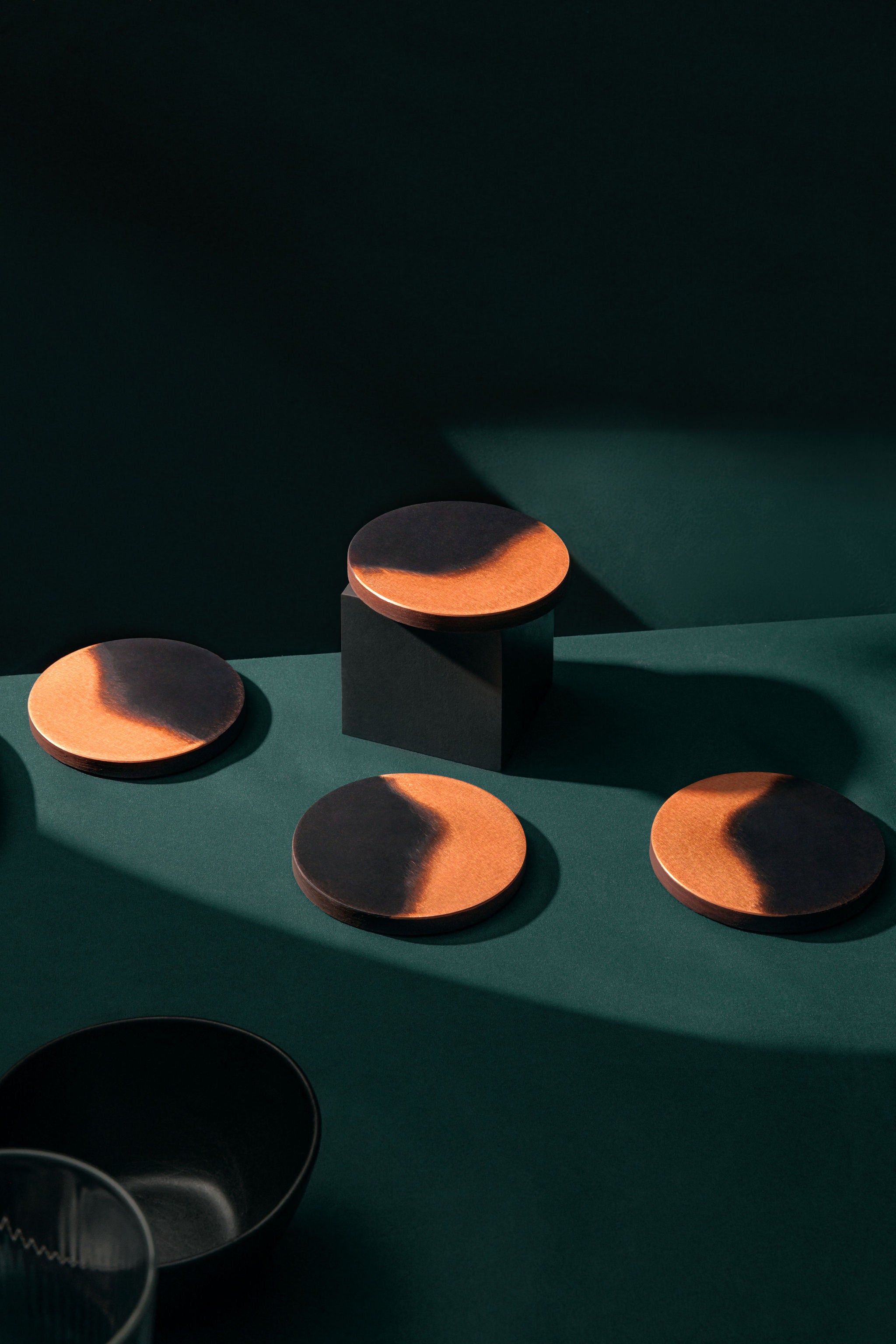 Black Patina Copper Half Time Coasters Empire Copper Portrait Websize