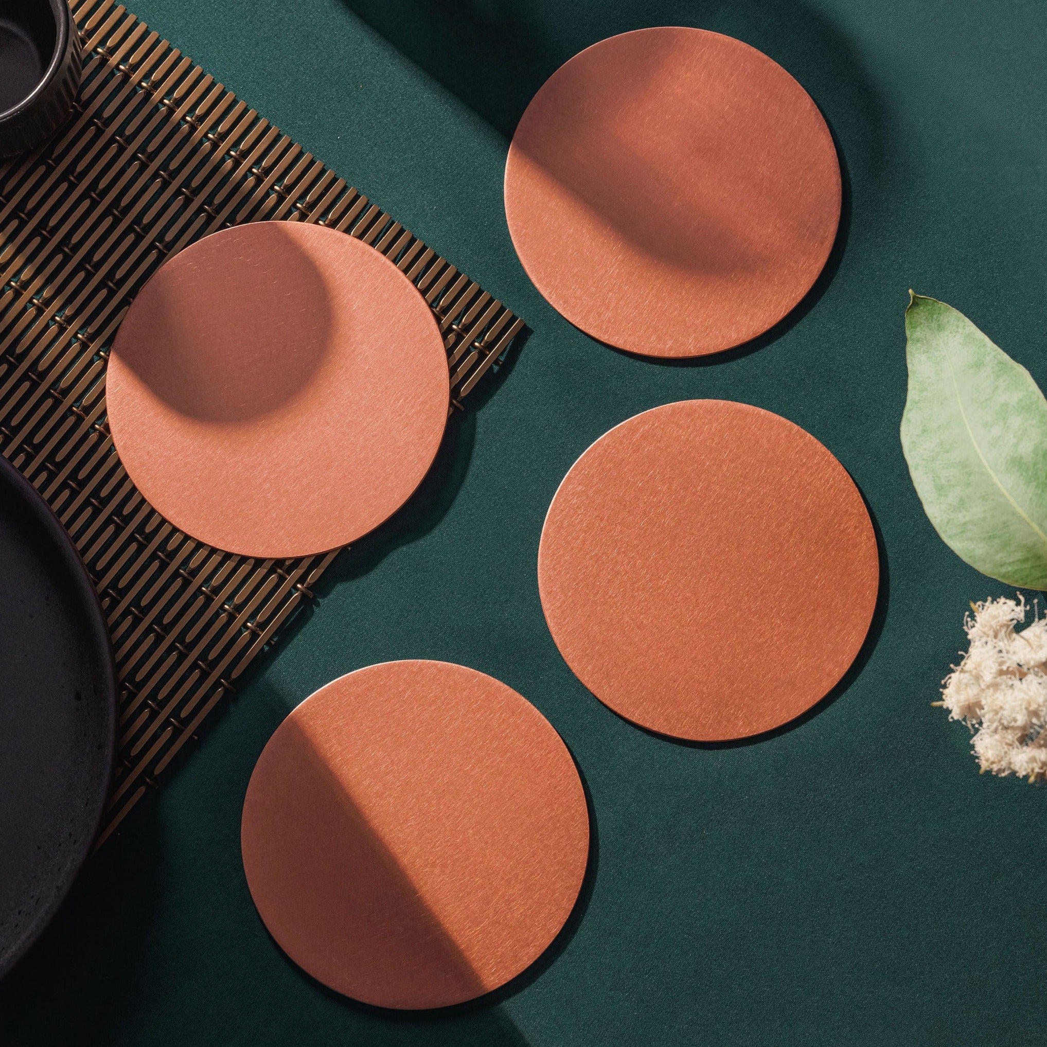 Brushed Copper Coaster Set 2mm No Engraving Empire Copper Portrait Websize