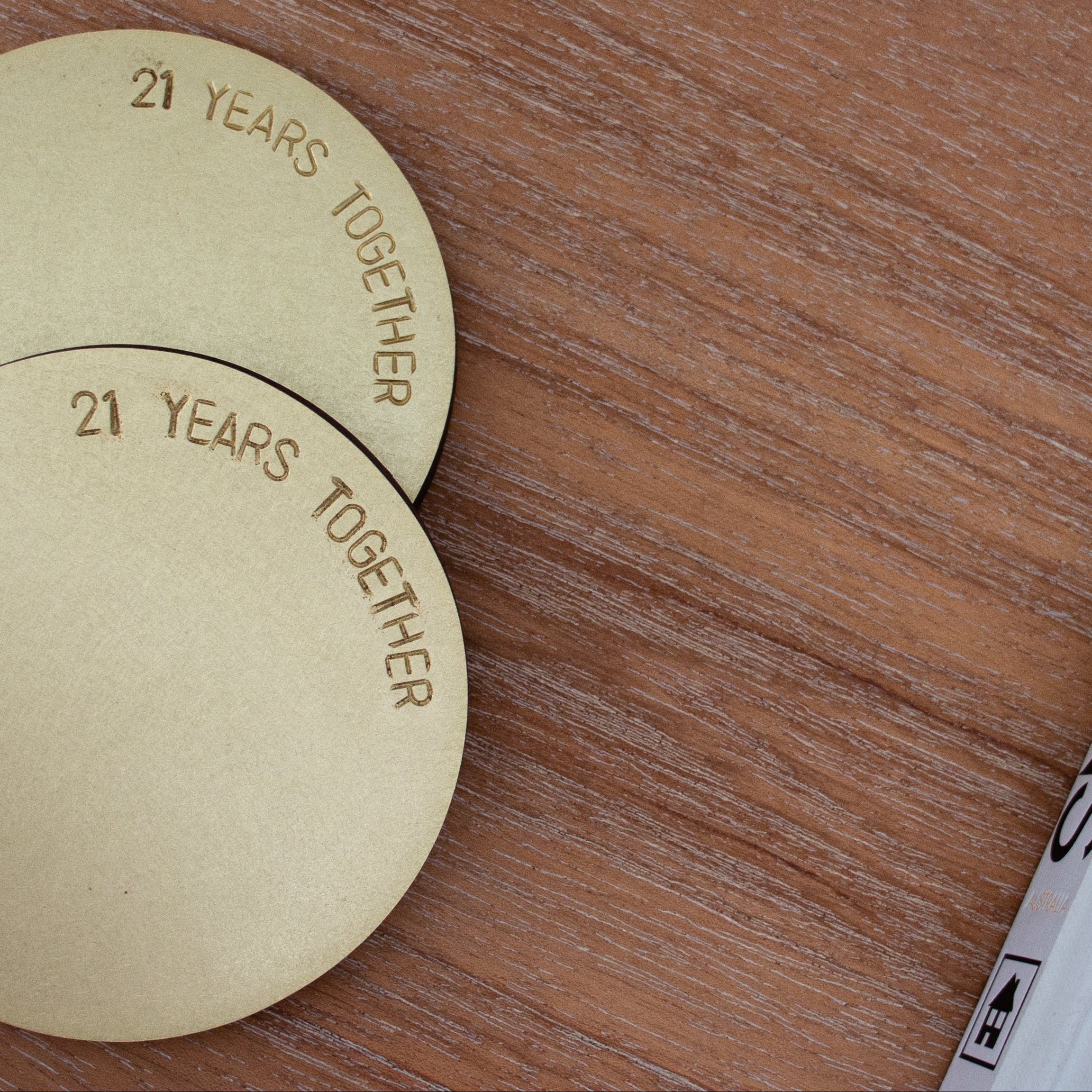 21st Anniversary Brushed Brass Coaster Set Empire Copper