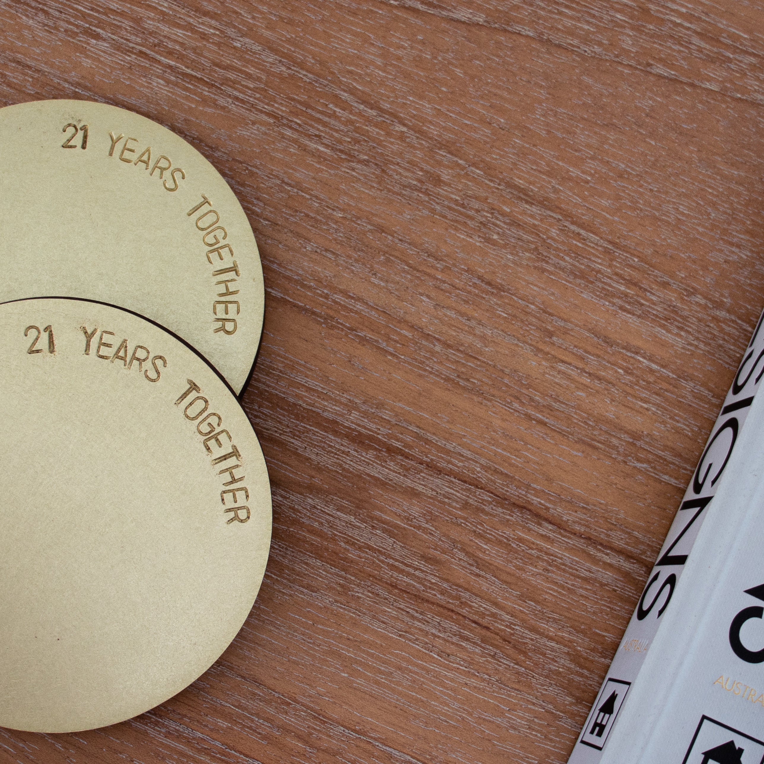 21st Anniversary Brushed Brass Coaster Set Empire Copper