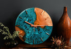 A Blue Patina Copper “Half Time” clock made by Empire Copper. 