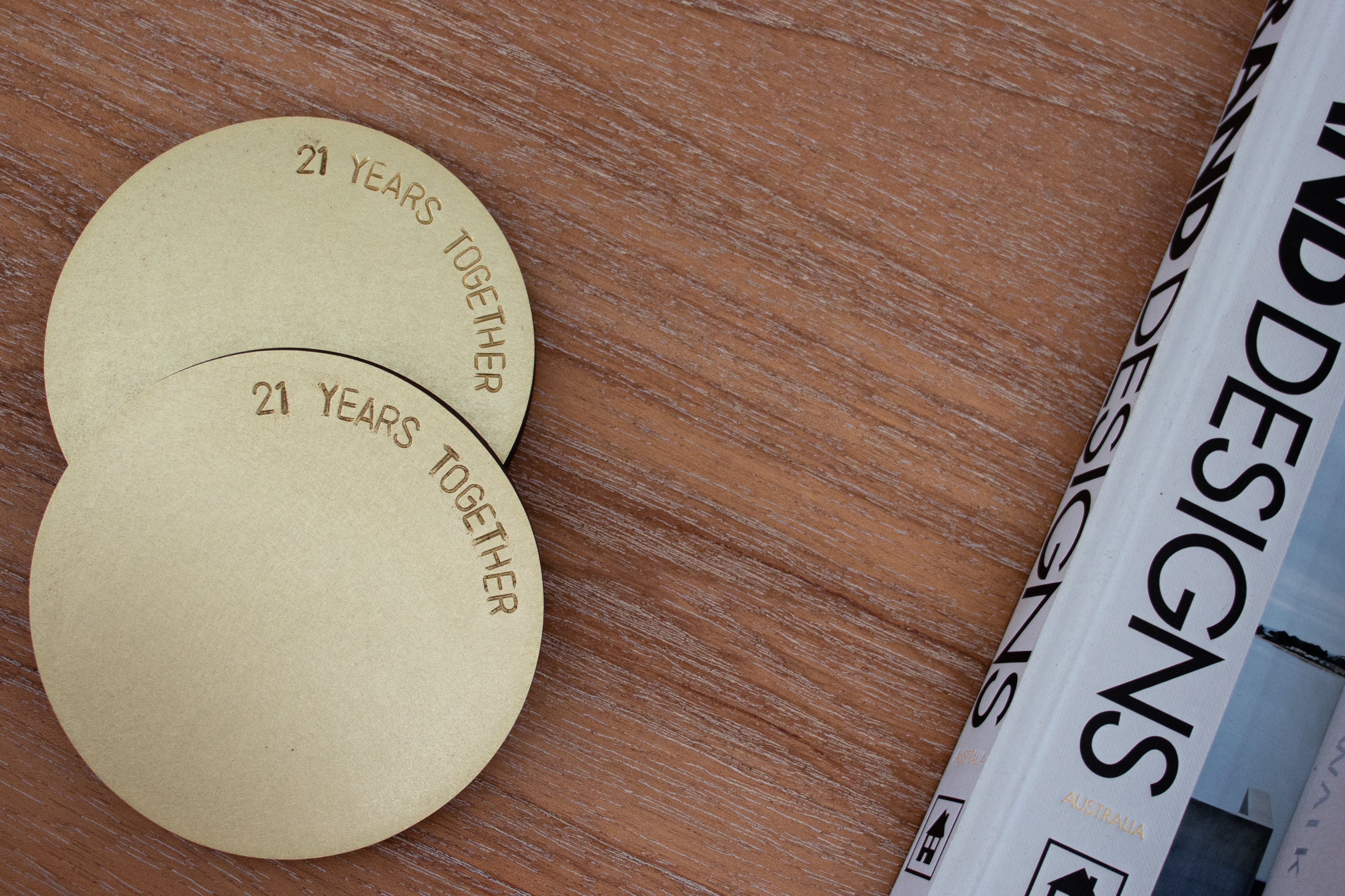 21st Anniversary Brushed Brass Coaster Set Empire Copper